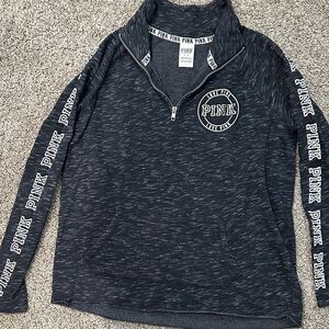 PINK Victoria's Secret Charcoal Quarter-Zip Pullover